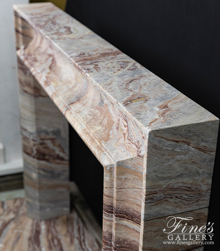 Marble Fireplaces  - A Bolection Style Mantel In Rare Exotic Italian Arabascato Rosso  - MFP-2654