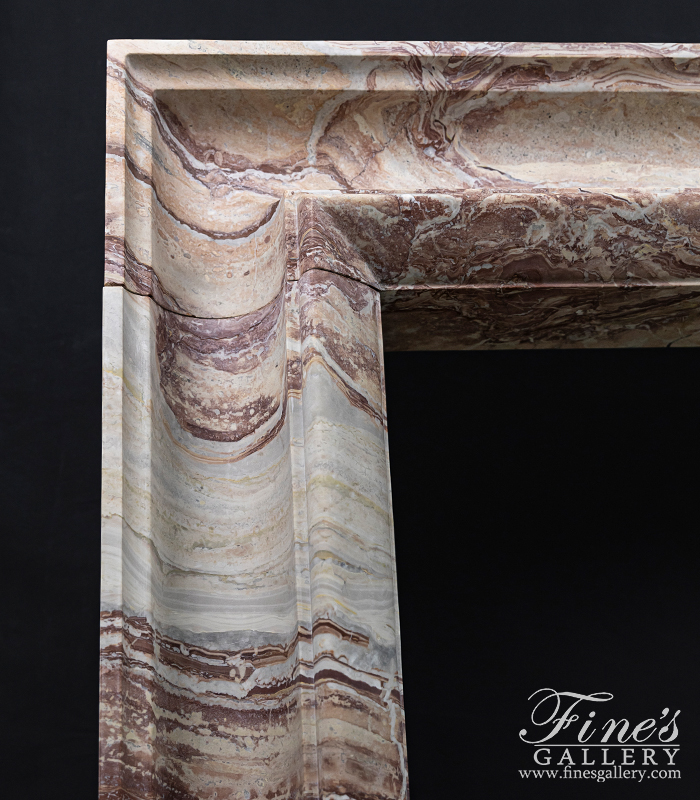 Marble Fireplaces  - A Bolection Style Mantel In Rare Exotic Italian Arabascato Rosso  - MFP-2654