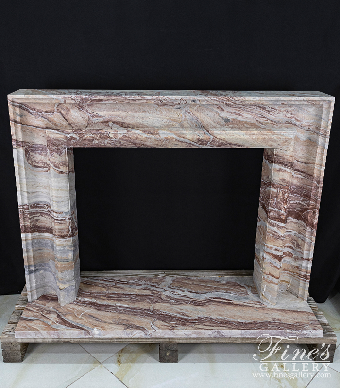 Marble Fireplaces  - A Bolection Style Mantel In Rare Exotic Italian Arabascato Rosso  - MFP-2654