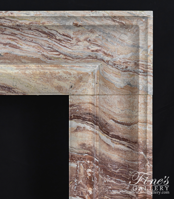 Marble Fireplaces  - A Bolection Style Mantel In Rare Exotic Italian Arabascato Rosso  - MFP-2654