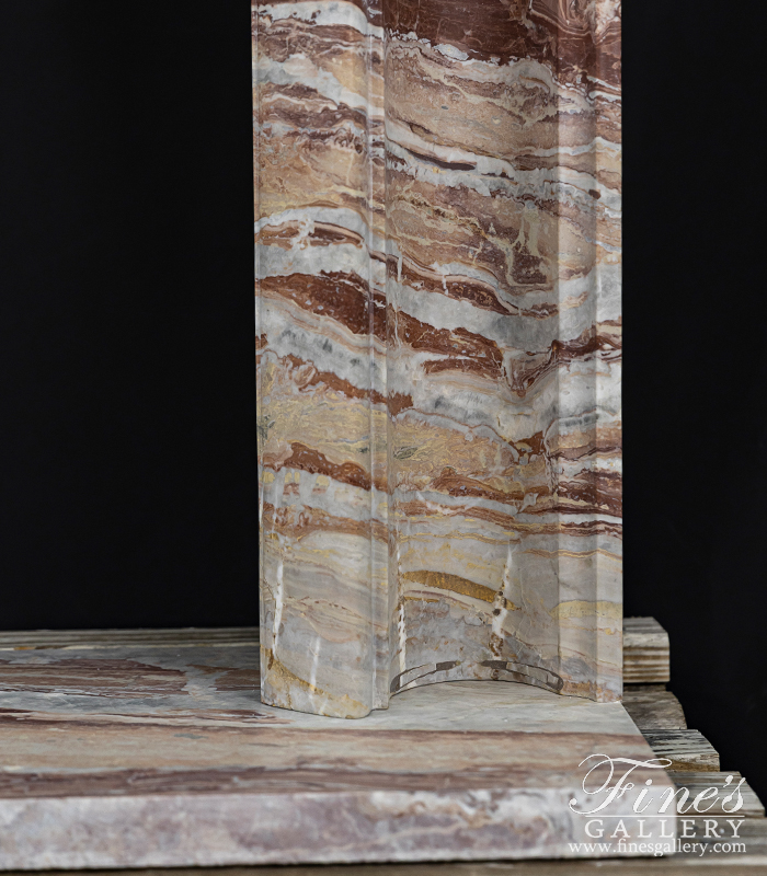 Marble Fireplaces  - A Bolection Style Mantel In Rare Exotic Italian Arabascato Rosso  - MFP-2654