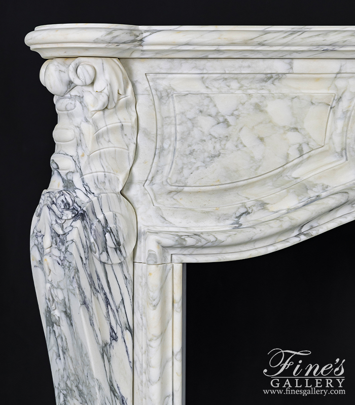 Marble Fireplaces  - Rare French Style Mantel In Exotic Arabascato Corchia Marble - MFP-2656