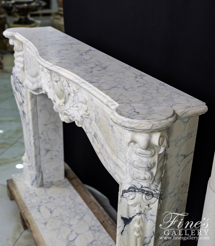 Marble Fireplaces  - Rare French Style Mantel In Exotic Arabascato Corchia Marble - MFP-2656