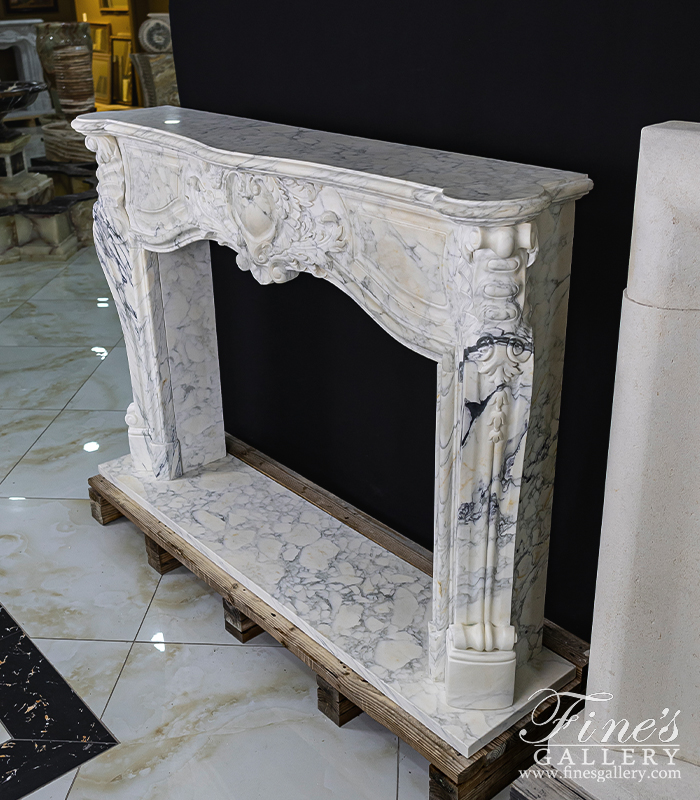 Marble Fireplaces  - Rare French Style Mantel In Exotic Arabascato Corchia Marble - MFP-2656