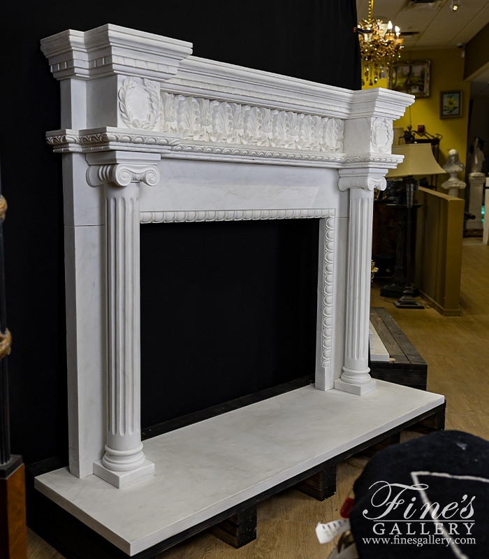 Marble Fireplaces  - A Neoclassical Style Mantel In Statuary Marble - MFP-2657