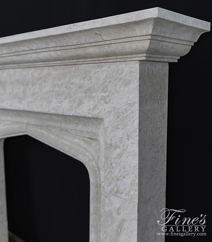 Marble Fireplaces  - A Contemporary Tudor Style Mantel In Italian Botticino Marble - MFP-2666