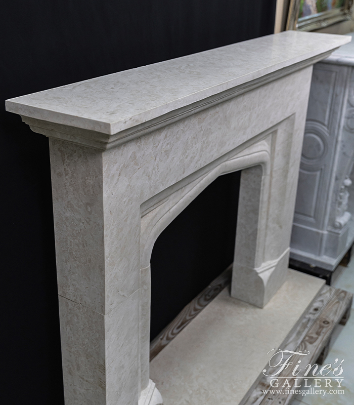 Marble Fireplaces  - A Contemporary Tudor Style Mantel In Italian Botticino Marble - MFP-2666