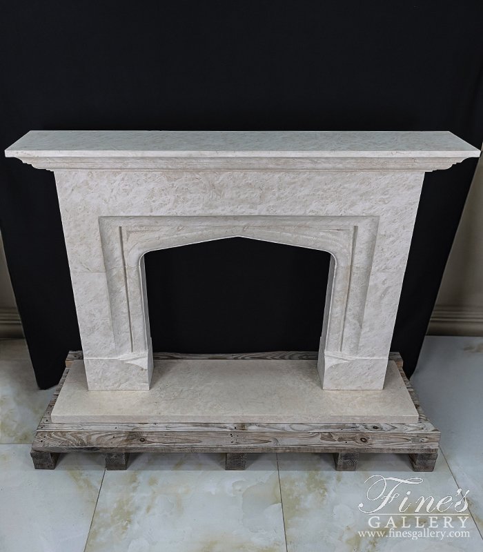 Marble Fireplaces  - A Contemporary Tudor Style Mantel In Italian Botticino Marble - MFP-2666