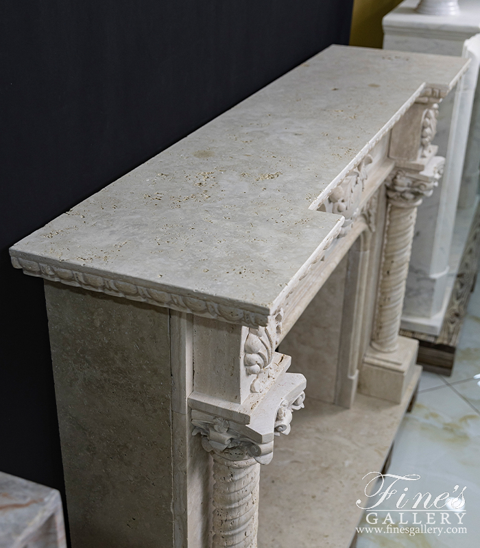 Marble Fireplaces  - Neoclassical Style Mantelpiece In Italian Quarried Roman Travertine - MFP-2670