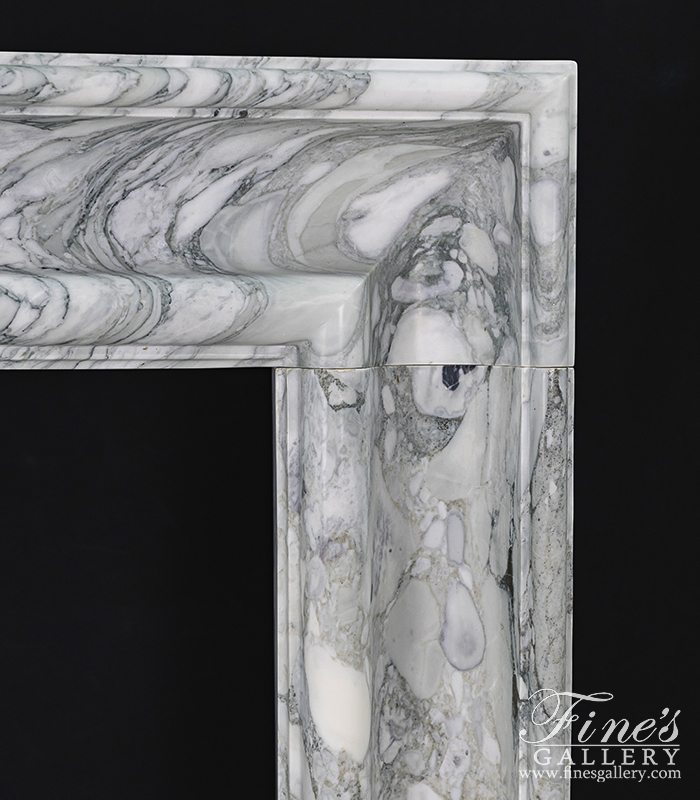 Marble Fireplaces  - Bolection Marble Mantel In Luxurious Arabascato Marble - MFP-2675