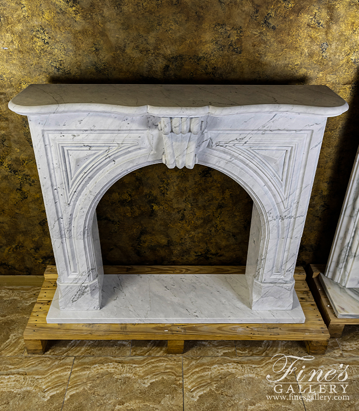 Marble Fireplaces  - Arched Mantel In Italian Carrara Marble - MFP-2678