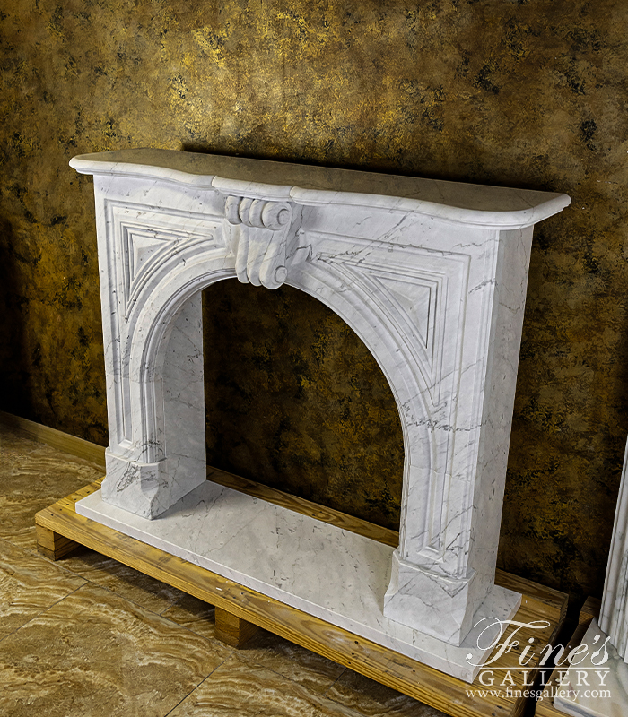 Marble Fireplaces  - Arched Mantel In Italian Carrara Marble - MFP-2678