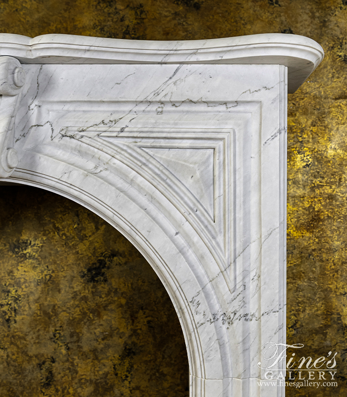 Marble Fireplaces  - Arched Mantel In Italian Carrara Marble - MFP-2678