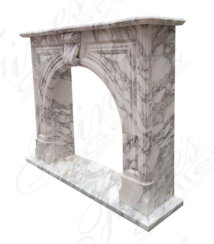 Marble Fireplaces  - Arched Mantel In Exotic Arabascato Marble - MFP-2679