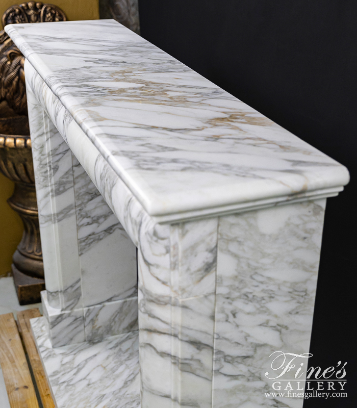 Marble Fireplaces  - A Bolection Style Mantel W/Shelf In Exotic Arabascato Marble - MFP-2680