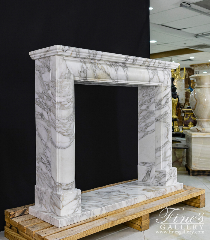 Marble Fireplaces  - A Bolection Style Mantel W/Shelf In Exotic Arabascato Marble - MFP-2680