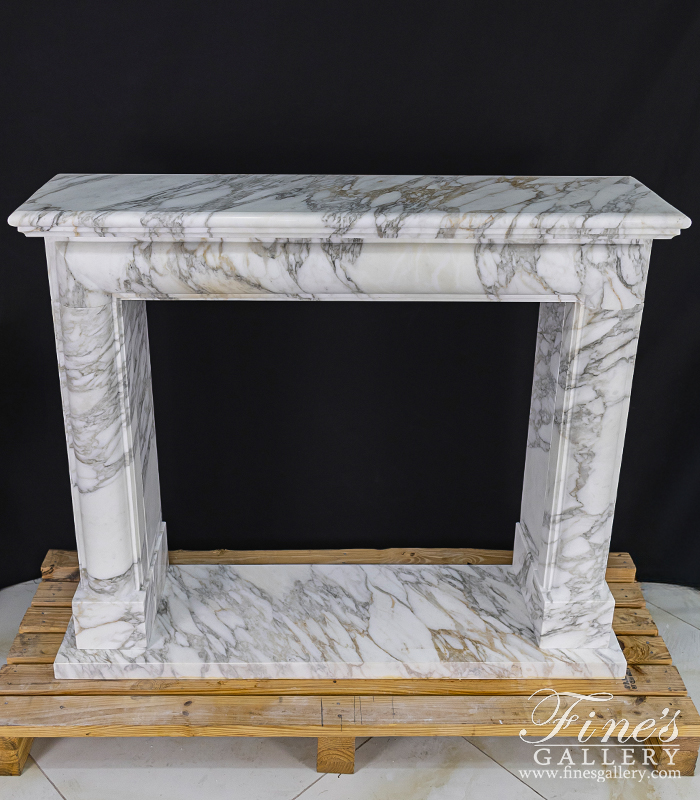 Marble Fireplaces  - A Bolection Style Mantel W/Shelf In Exotic Arabascato Marble - MFP-2680