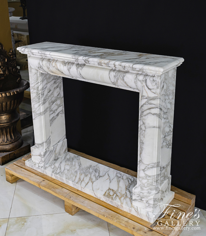 Marble Fireplaces  - A Bolection Style Mantel W/Shelf In Exotic Arabascato Marble - MFP-2680