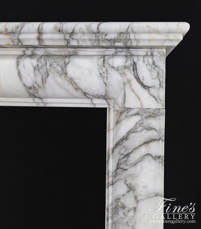 Marble Fireplaces  - A Bolection Style Mantel W/Shelf In Exotic Arabascato Marble - MFP-2680