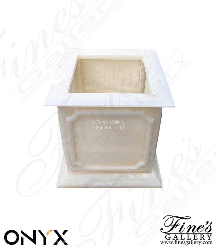 Marble Planters  - Bespoke Translucent Pure White Onyx Planter - MP-547