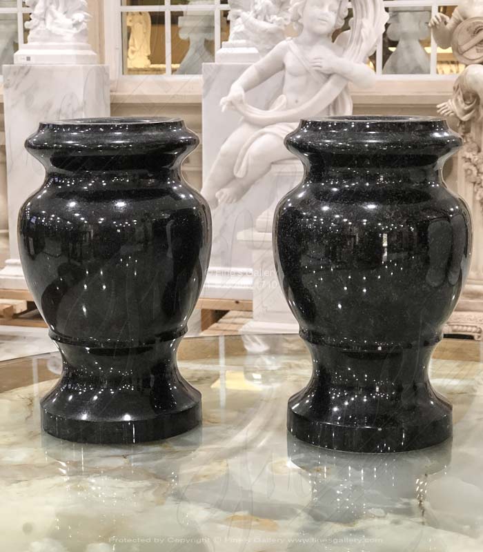 Marble Planters  - Monument Urns In Black Granite - MP-548