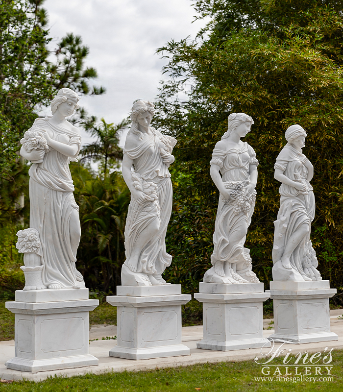 Marble Statues  - Four Seasons Statue Set In AAA Grade Statuary Marble - MS-1282