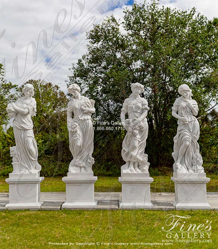 Marble Statues  - Four Seasons Statue Set In AAA Grade Statuary Marble - MS-1282