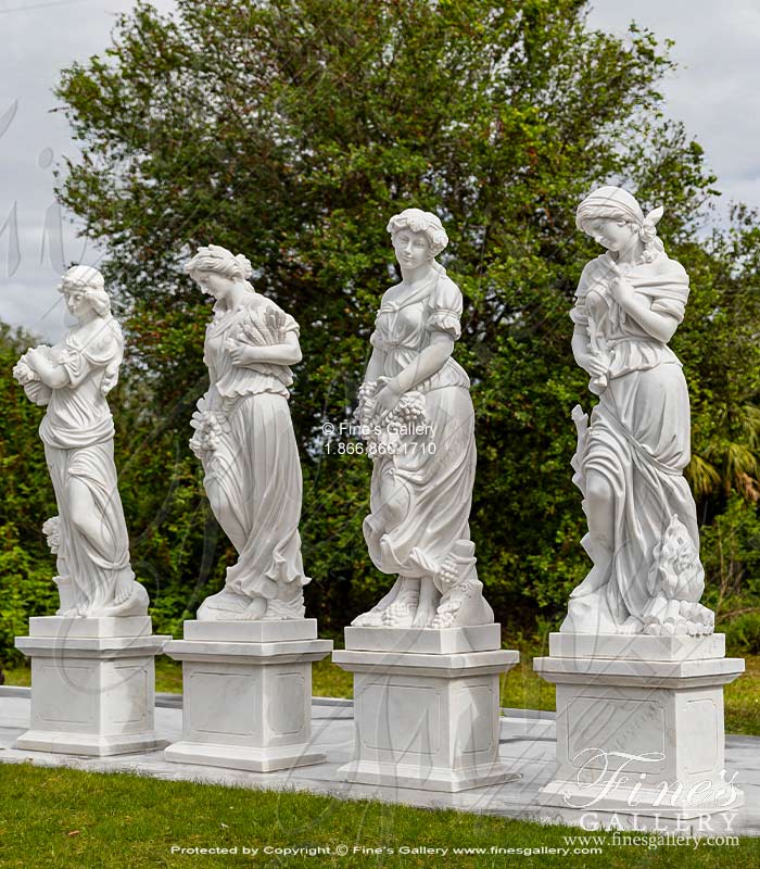 Marble Statues  - Four Seasons Statue Set In AAA Grade Statuary Marble - MS-1282