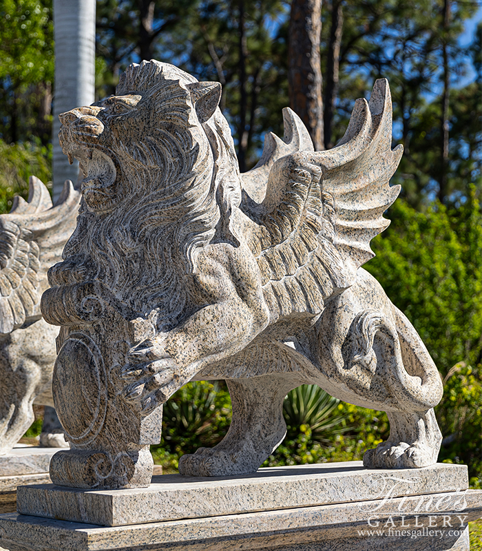 Marble Statues  - A Griffin Pair In Solid Granite - MS-1442