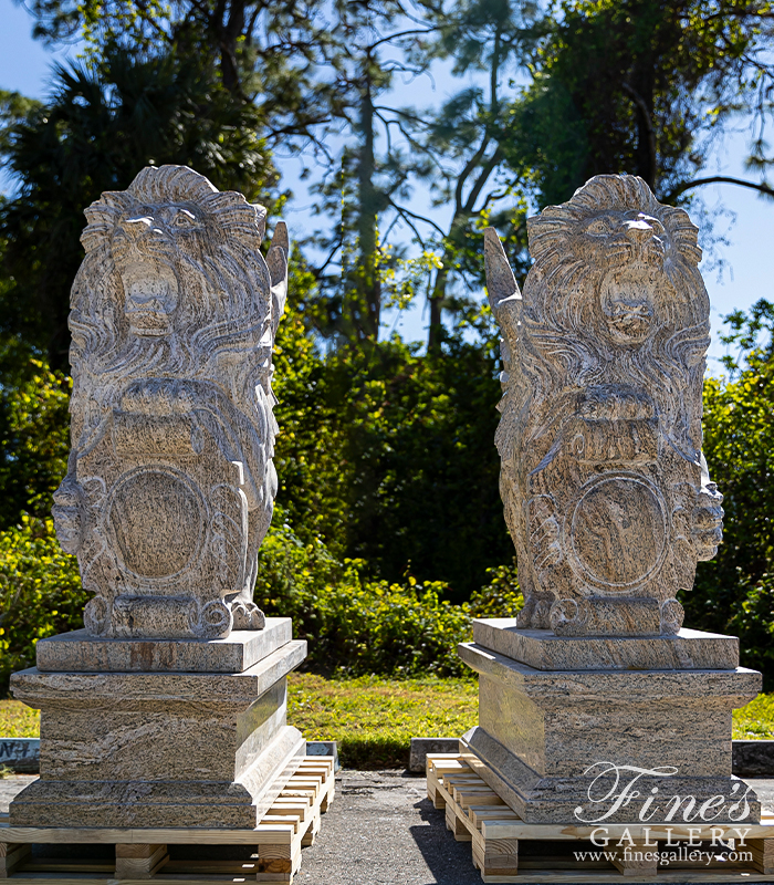 Marble Statues  - A Griffin Pair In Solid Granite - MS-1442