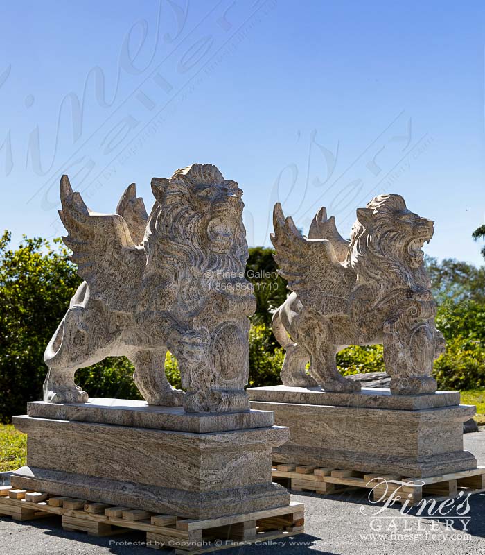 Marble Statues  - A Griffin Pair In Solid Granite - MS-1442