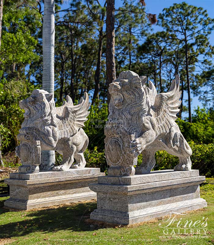 Marble Statues  - A Griffin Pair In Solid Granite - MS-1442