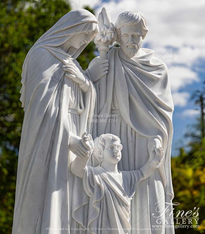 Marble Statues  - Holy Family Statue In Statuary White Marble - MS-1553