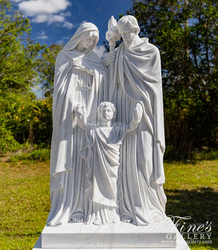 Marble Statues  - Holy Family Statue In Statuary White Marble - MS-1553