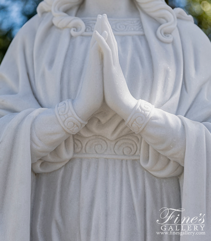 Marble Statues  - 72 Inch Virgin Mary Praying Statue In Statuary Marble - MS-1558