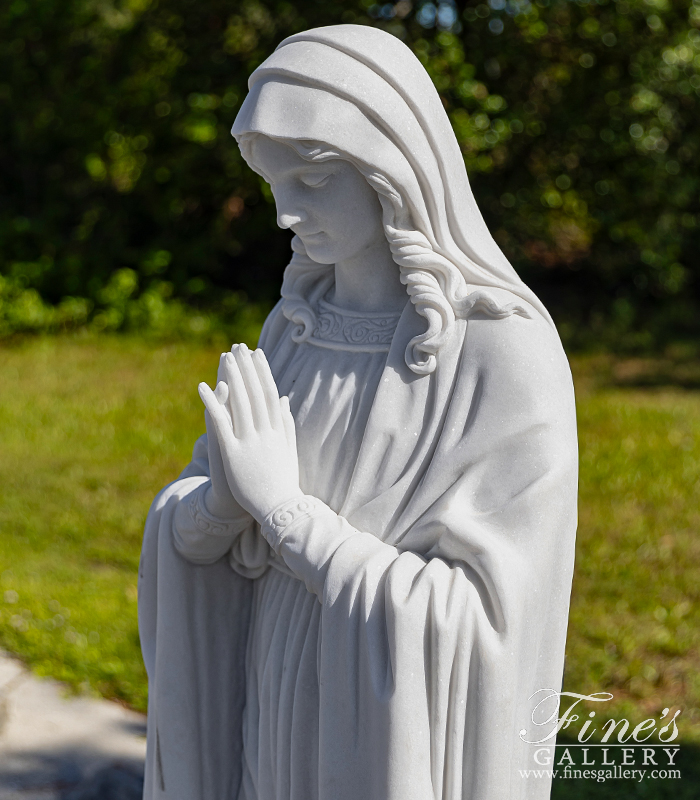 Marble Statues  - 72 Inch Virgin Mary Praying Statue In Statuary Marble - MS-1558