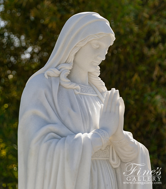 Marble Statues  - 72 Inch Virgin Mary Praying Statue In Statuary Marble - MS-1558