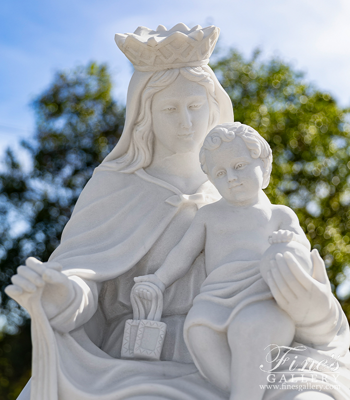 Marble Statues  - Mount St Carmel In Hand Carved Statuary White Marble - MS-1568