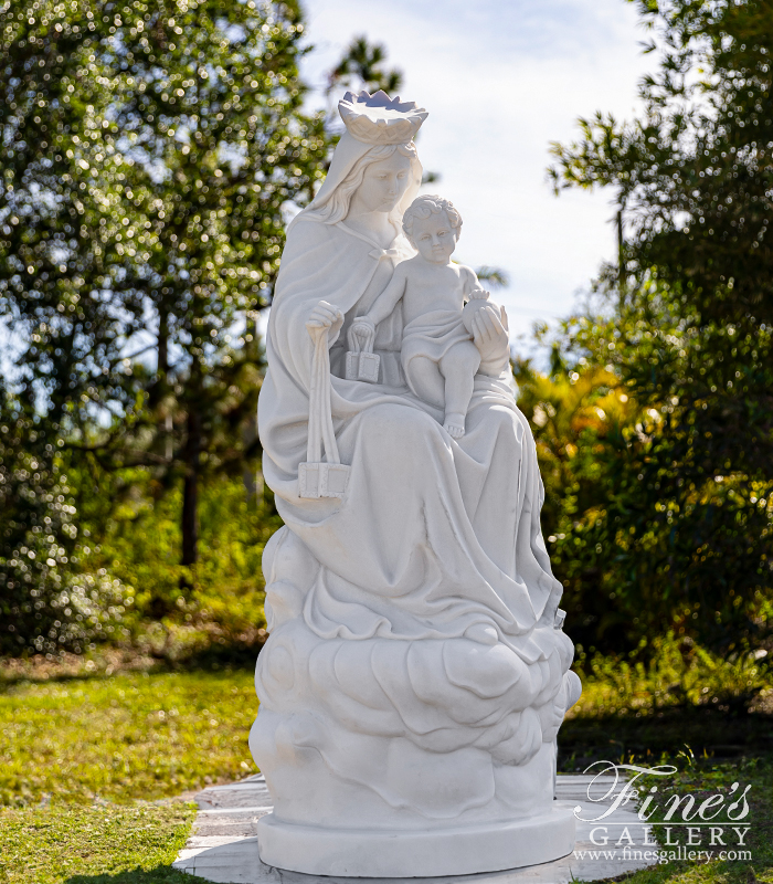 Marble Statues  - Mount St Carmel In Hand Carved Statuary White Marble - MS-1568