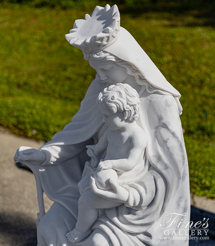 Marble Statues  - Mount St Carmel In Hand Carved Statuary White Marble - MS-1568