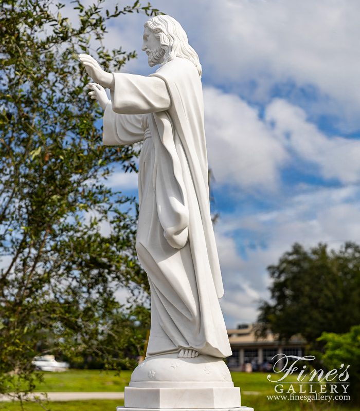 Marble Statues  - Open Armed Sacred Heart Of Christ In Museum Quality Marble - MS-1580