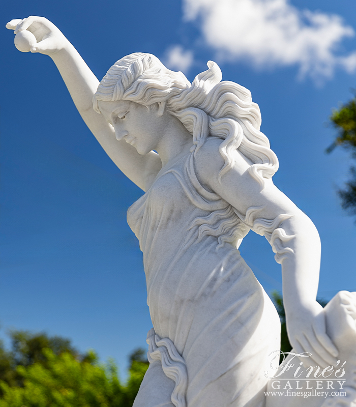 Marble Statues  - Water Nymph In Hand Carved Statuary Marble - MS-327