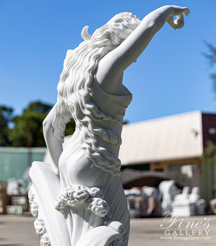 Marble Statues  - Water Nymph In Hand Carved Statuary Marble - MS-327