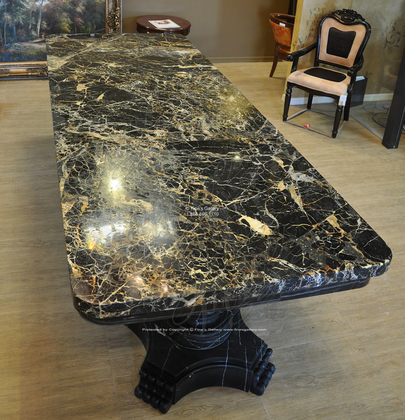 Marble Tables  - XL Portoro Gold Dining Table - MT-222