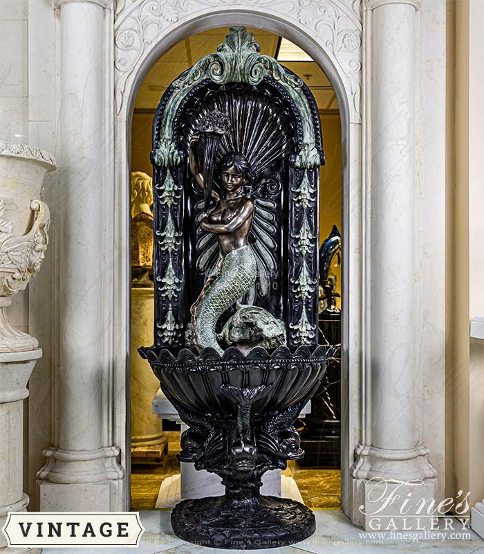 Mermaid Themed Bronze Wall Fountain