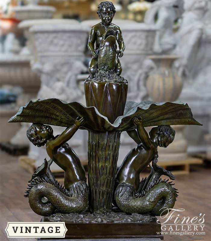 Cherub Fish Bronze Fountain