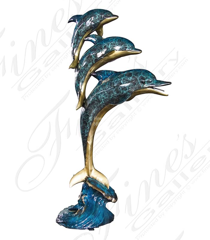 Three Dolphins Fountain in Brilliant Baked Enamel Bronze
