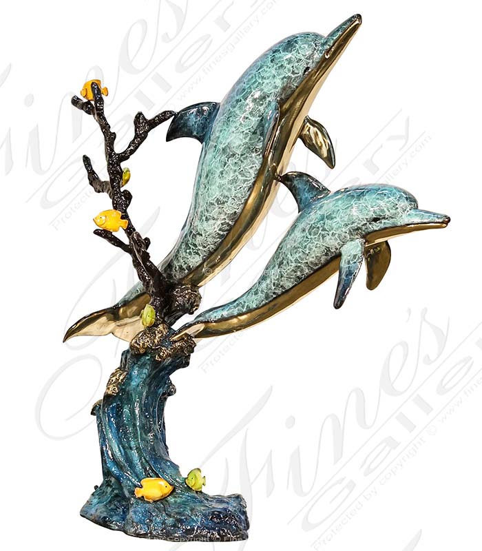 Limited Edition Bronze Dolphins and Tropical Fish Fountain