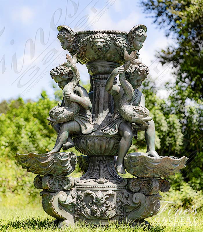 Rare Museum Quality Tiered Bronze Cherubs Fountain