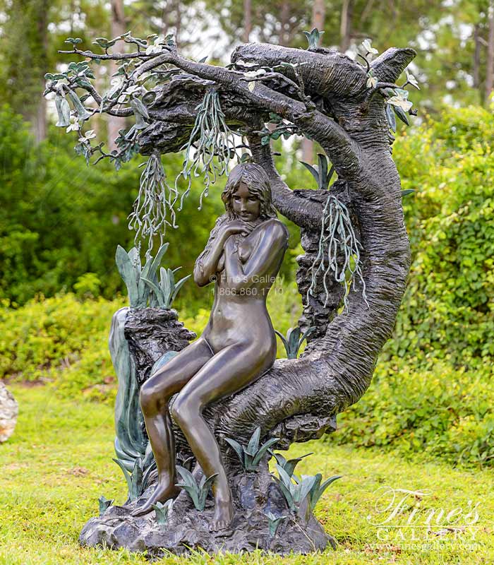 Majestic Nude Girl in Tree Bronze Fountain